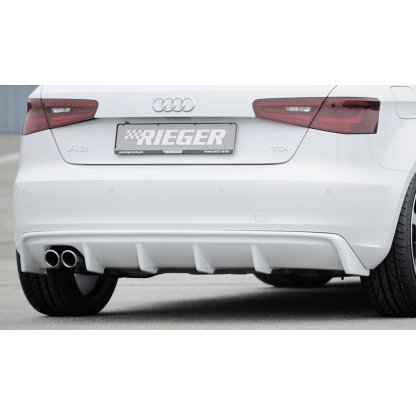 Rieger vložka zadního nárazníku pro Audi A3 8V 3-dvéř. (hatchback 8V1), 5-dvéř. (sportback 8VA) před faceliftem, plast ABS bez povrchové úpravy, mimo S-Line, pro dvojitou koncovku vlevo