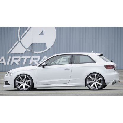 Rieger vložka zadního nárazníku pro Audi A3 8V 3-dvéř. (hatchback 8V1), 5-dvéř. (sportback 8VA) před faceliftem, plast ABS bez povrchové úpravy, mimo S-Line, pro dvojitou koncovku vlevo