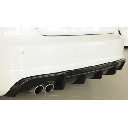 Rieger vložka zadního nárazníku pro Audi A3 8V 3-dvéř. (hatchback 8V1), 5-dvéř. (sportback 8VA) před faceliftem, plast ABS bez povrchové úpravy, S-Line, pro dvojitou koncovku vlevo