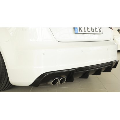 Rieger vložka zadního nárazníku pro Audi A3 8V 3-dvéř. (hatchback 8V1), 5-dvéř. (sportback 8VA) před faceliftem, plast ABS bez povrchové úpravy, S-Line, pro dvojitou koncovku vlevo