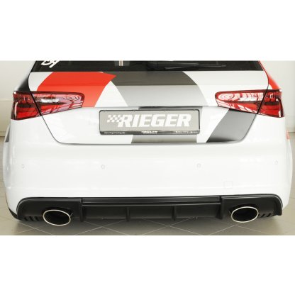 Rieger vložka zadního nárazníku pro Audi A3 8V 3-dvéř. (hatchback 8V1), 5-dvéř. (sportback 8VA) před faceliftem, plast ABS bez povrchové úpravy, S-Line, pro sportovní koncovky na obou stranách 152x95 mm