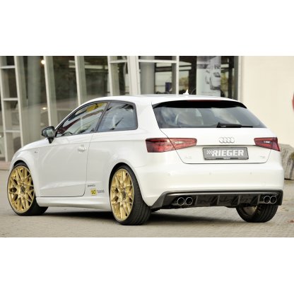 Rieger vložka zadního nárazníku pro Audi A3 8V 3-dvéř. (hatchback 8V1), 5-dvéř. (sportback 8VA) před faceliftem, plast ABS s povrchovou úpravou Carbon-Look, pro dvojité koncovky na obou stranách