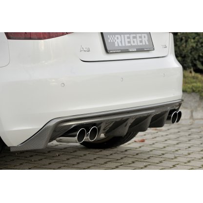 Rieger vložka zadního nárazníku pro Audi A3 8V 3-dvéř. (hatchback 8V1), 5-dvéř. (sportback 8VA) před faceliftem, plast ABS s povrchovou úpravou Carbon-Look, pro dvojité koncovky na obou stranách
