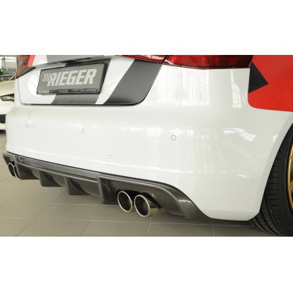 Rieger vložka zadního nárazníku pro Audi A3 8V 3-dvéř. (hatchback 8V1), 5-dvéř. (sportback 8VA) před faceliftem, plast ABS s povrchovou úpravou Carbon-Look, pro dvojité koncovky na obou stranách 4x90 mm