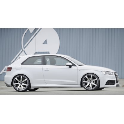 Rieger vložka zadního nárazníku pro Audi A3 8V 3-dvéř. (hatchback 8V1), 5-dvéř. (sportback 8VA) před faceliftem, plast ABS s povrchovou úpravou Carbon-Look, pro dvojitou koncovku vlevo