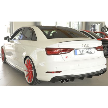 Rieger vložka zadního nárazníku pro Audi A3 S3 8V 3-dvéř. (convertible 8V7), 5-dvéř. (sedan 8VS) po faceliftu, plast ABS bez povrchové úpravy, pro orig. dvojité koncovky na obou stranách 4x90x72 mm