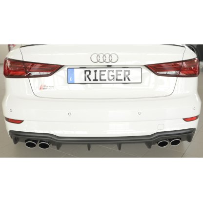 Rieger vložka zadního nárazníku pro Audi A3 S3 8V 3-dvéř. (convertible 8V7), 5-dvéř. (sedan 8VS) po faceliftu, plast ABS bez povrchové úpravy, pro orig. dvojité koncovky na obou stranách 4x90x72 mm