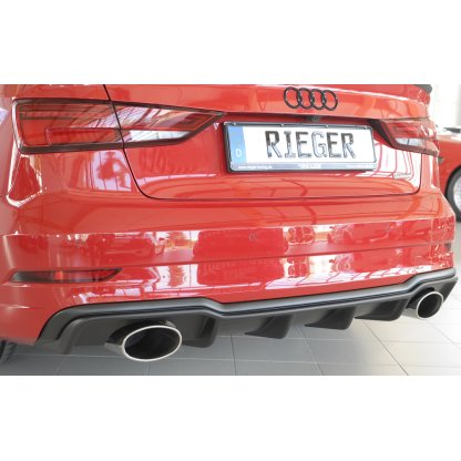 Rieger vložka zadního nárazníku pro Audi A3 S3 8V 3-dvéř. (convertible 8V7), 5-dvéř. (sedan 8VS) po faceliftu, plast ABS bez povrchové úpravy, pro sportovní koncovky na obou stranách 152x95 mm