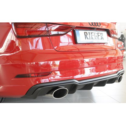 Rieger vložka zadního nárazníku pro Audi A3 S3 8V 3-dvéř. (convertible 8V7), 5-dvéř. (sedan 8VS) po faceliftu, plast ABS bez povrchové úpravy, pro sportovní koncovky na obou stranách 152x95 mm