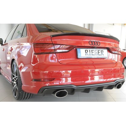 Rieger vložka zadního nárazníku pro Audi A3 S3 8V 3-dvéř. (convertible 8V7), 5-dvéř. (sedan 8VS) po faceliftu, plast ABS bez povrchové úpravy, pro sportovní koncovky na obou stranách 152x95 mm