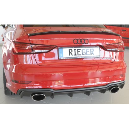 Rieger vložka zadního nárazníku pro Audi A3 S3 8V 3-dvéř. (convertible 8V7), 5-dvéř. (sedan 8VS) po faceliftu, plast ABS bez povrchové úpravy, pro sportovní koncovky na obou stranách 152x95 mm