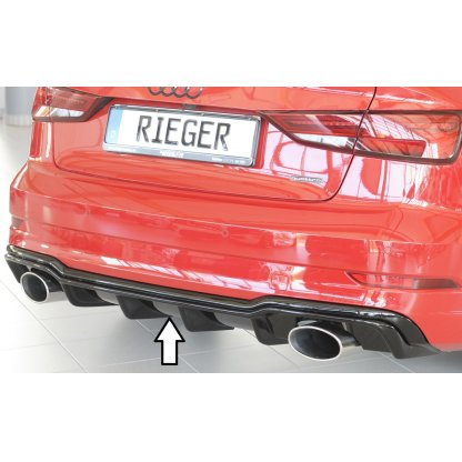 Rieger vložka zadního nárazníku pro Audi A3 S3 8V 3-dvéř. (convertible 8V7), 5-dvéř. (sedan 8VS) po faceliftu, plast ABS lakovaný do černé lesklé barvy, pro sportovní koncovky na obou stranách 152x95 mm