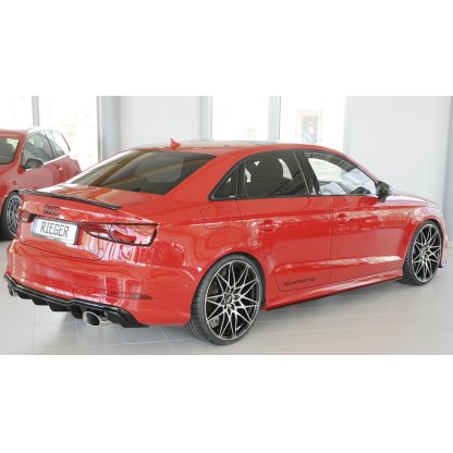 Rieger vložka zadního nárazníku pro Audi A3 S3 8V 3-dvéř. (convertible 8V7), 5-dvéř. (sedan 8VS) po faceliftu, plast ABS lakovaný do černé lesklé barvy, pro sportovní koncovky na obou stranách 152x95 mm