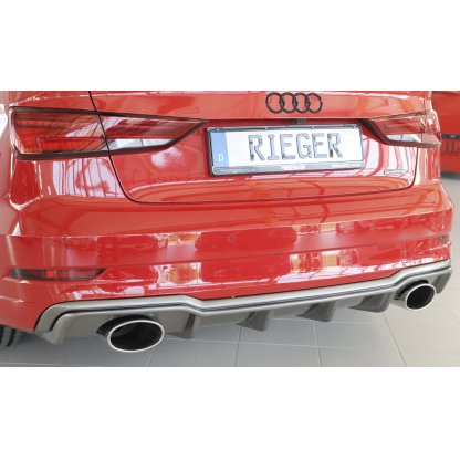 Rieger vložka zadního nárazníku pro Audi A3 S3 8V 3-dvéř. (convertible 8V7), 5-dvéř. (sedan 8VS) po faceliftu, plast ABS s povrchovou úpravou Carbon-Look, pro sportovní koncovky na obou stranách 152x95 mm