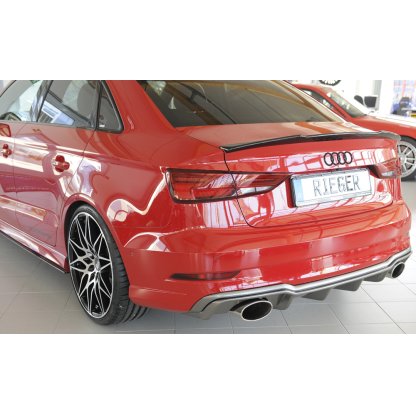 Rieger vložka zadního nárazníku pro Audi A3 S3 8V 3-dvéř. (convertible 8V7), 5-dvéř. (sedan 8VS) po faceliftu, plast ABS s povrchovou úpravou Carbon-Look, pro sportovní koncovky na obou stranách 152x95 mm