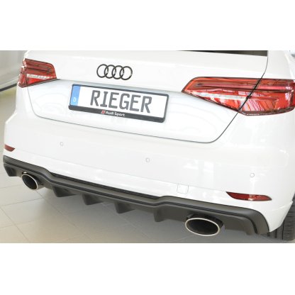 Rieger vložka zadního nárazníku pro Audi A3 S3 8V 3-dvéř. (hatchback 8V1), 5-dvéř. (sportback 8VA) po faceliftu, plast ABS bez povrchové úpravy, pro sportovní koncovky na obou stranách 152x95 mm