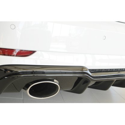 Rieger vložka zadního nárazníku pro Audi A3 S3 8V 3-dvéř. (hatchback 8V1), 5-dvéř. (sportback 8VA) po faceliftu, plast ABS lakovaný do černé lesklé barvy, pro sportovní koncovky na obou stranách 152x95 mm