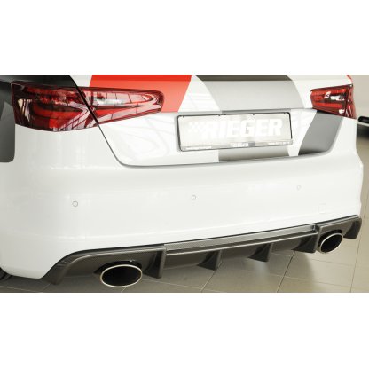 Rieger vložka zadního nárazníku pro Audi A3 S3 8V 3-dvéř. (hatchback 8V1), 5-dvéř. (sportback 8VA) před faceliftem, plast ABS s povrchovou úpravou Carbon-Look