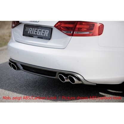 Rieger vložka zadního nárazníku pro Audi A4 B8, B81 avant, sedan před faceliftem, plast ABS bez povrchové úpravy, mimo S-Line, pro sportovní koncovky na obou stranách 4x115x85 mm