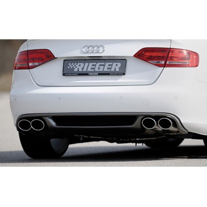 Rieger vložka zadního nárazníku pro Audi A4 B8, B81 avant, sedan před faceliftem, plast ABS s povrchovou úpravou Carbon-Look, mimo S-Line, pro sportovní koncovky na obou stranách 4x115x85 mm