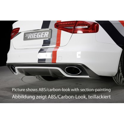 Rieger vložka zadního nárazníku pro Audi A4 S4 B8, B81 avant, sedan po faceliftu, plast ABS lakovaný do černé lesklé barvy