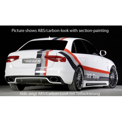 Rieger vložka zadního nárazníku pro Audi A4 S4 B8, B81 avant, sedan po faceliftu, plast ABS lakovaný do černé lesklé barvy