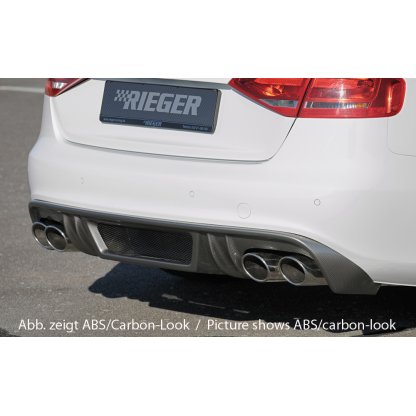 Rieger vložka zadního nárazníku pro Audi A4 S4 B8, B81 avant, sedan před faceliftem, plast ABS bez povrchové úpravy, pro sportovní koncovky na obou stranách 4x115x85 mm