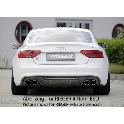 Rieger vložka zadního nárazníku pro Audi A5 B8, B81 kabriolet, kupé po faceliftu, plast ABS s povrchovou úpravou Carbon-Look, S-Line, pro orig. dvojitou koncovku vlevo