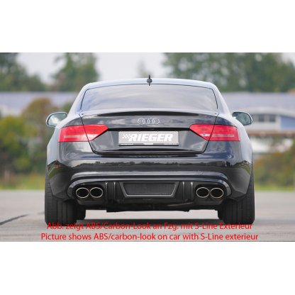 Rieger vložka zadního nárazníku pro Audi A5 B8, B81 kabriolet, kupé před faceliftem, plast ABS bez povrchové úpravy, mimo S-Line, pro dvojité koncovky na obou stranách 4x115x85 mm