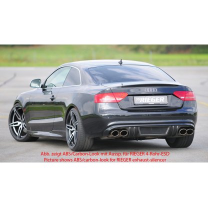 Rieger vložka zadního nárazníku pro Audi A5 B8, B81 kabriolet, kupé před faceliftem, plast ABS bez povrchové úpravy, S-Line, pro orig. dvojitou koncovku vlevo