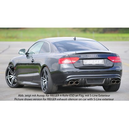 Rieger vložka zadního nárazníku pro Audi A5 B8, B81 kabriolet, kupé před faceliftem, plast ABS s povrchovou úpravou Carbon-Look, mimo S-Line, pro orig. koncovky na obou stranách