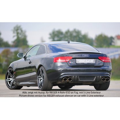 Rieger vložka zadního nárazníku pro Audi A5 B8, B81 kabriolet, kupé před faceliftem, plast ABS s povrchovou úpravou Carbon-Look, mimo S-Line, pro orig. koncovky na obou stranách