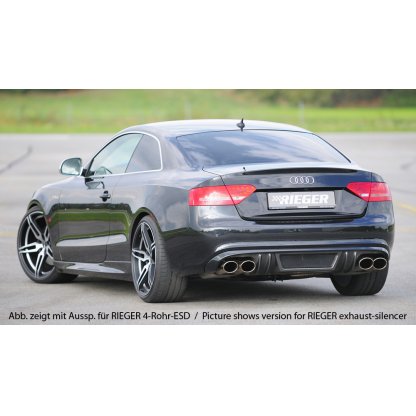 Rieger vložka zadního nárazníku pro Audi A5 B8, B81 kabriolet, kupé před faceliftem, plast ABS s povrchovou úpravou Carbon-Look, S-Line, pro orig. dvojitou koncovku vlevo