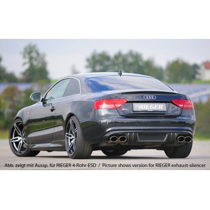 Rieger vložka zadního nárazníku pro Audi A5 B8, B81 kabriolet, kupé před faceliftem, plast ABS s povrchovou úpravou Carbon-Look, S-Line, pro orig. dvojitou koncovku vlevo
