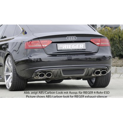 Rieger vložka zadního nárazníku pro Audi A5 B8, B81 Sportback před faceliftem, plast ABS bez povrchové úpravy, mimo S-Line, pro orig. koncovky na obou stranách