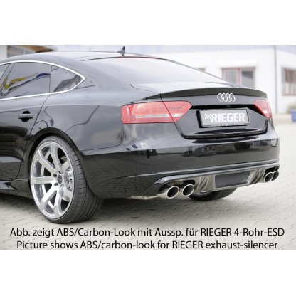 Rieger vložka zadního nárazníku pro Audi A5 B8, B81 Sportback před faceliftem, plast ABS bez povrchové úpravy, mimo S-Line, pro orig. koncovky na obou stranách
