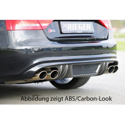 Rieger vložka zadního nárazníku pro Audi A5 B8, B81 Sportback před faceliftem, plast ABS bez povrchové úpravy, S-Line, pro sportovní koncovky na obou stranách 4x115x85 mm