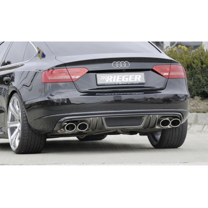 Rieger vložka zadního nárazníku pro Audi A5 B8, B81 Sportback před faceliftem, plast ABS s povrchovou úpravou Carbon-Look, mimo S-Line, pro dvojité koncovky na obou stranách 4x115x85 mm