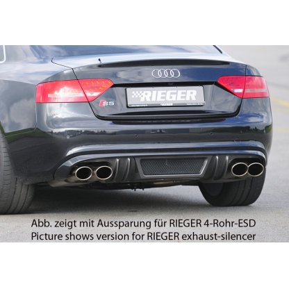 Rieger vložka zadního nárazníku pro Audi A5 B8, B81 Sportback před faceliftem, plast ABS s povrchovou úpravou Carbon-Look, S-Line, pro orig. dvojitou koncovku vlevo