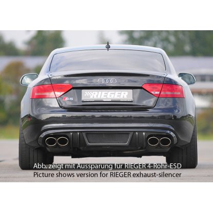 Rieger vložka zadního nárazníku pro Audi A5 B8, B81 Sportback před faceliftem, plast ABS s povrchovou úpravou Carbon-Look, S-Line, pro orig. dvojitou koncovku vlevo