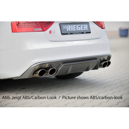 Rieger vložka zadního nárazníku pro Audi A5 S5 B8, B81 kabriolet, kupé po faceliftu, plast ABS lakovaný do černé lesklé barvy, pro dvojité koncovky na obou stranách 115x85 mm