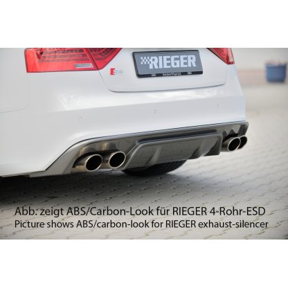 Rieger vložka zadního nárazníku pro Audi A5 S5 B8, B81 kabriolet, kupé po faceliftu, plast ABS lakovaný do černé lesklé barvy, S-Line, pro orig. dvojité koncovky na obou stranách