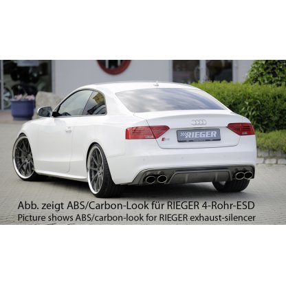 Rieger vložka zadního nárazníku pro Audi A5 S5 B8, B81 kabriolet, kupé po faceliftu, plast ABS lakovaný do černé lesklé barvy, S-Line, pro orig. dvojité koncovky na obou stranách