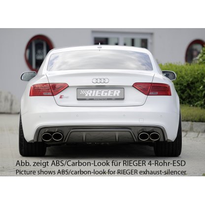 Rieger vložka zadního nárazníku pro Audi A5 S5 B8, B81 kabriolet, kupé po faceliftu, plast ABS lakovaný do černé lesklé barvy, S-Line, pro orig. dvojité koncovky na obou stranách