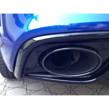 Rieger vložka zadního nárazníku pro Audi A5 S5 B8, B81 kabriolet, kupé po faceliftu, plast ABS lakovaný do černé lesklé barvy, S-Line, pro oválné výfukové deflektory na obou stranách 185x120 mm