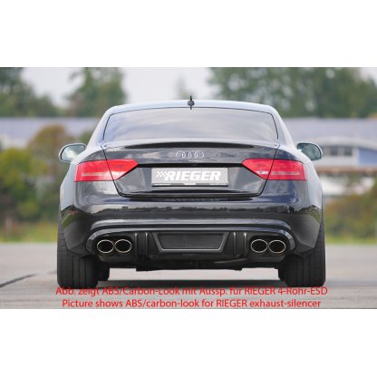 Rieger vložka zadního nárazníku pro Audi A5 S5 B8, B81 kabriolet, kupé před faceliftem, plast ABS bez povrchové úpravy, S-Line, pro orig. dvojité koncovky na obou stranách