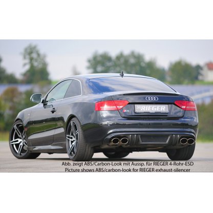 Rieger vložka zadního nárazníku pro Audi A5 S5 B8, B81 kabriolet, kupé před faceliftem, plast ABS bez povrchové úpravy, S-Line, pro orig. dvojité koncovky na obou stranách