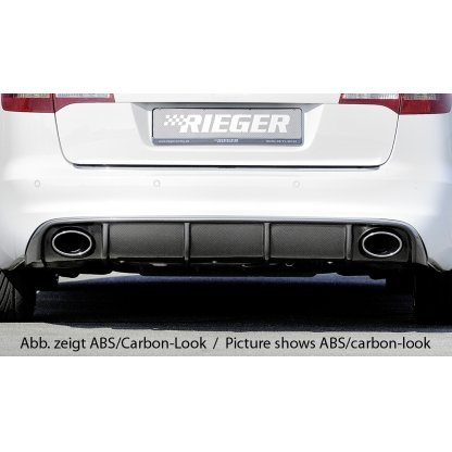 Rieger vložka zadního nárazníku pro Audi A6 4F avant, sedan po faceliftu, plast ABS lakovaný do černé lesklé barvy, pro sportovní koncovky na obou stranách 140x90 mm