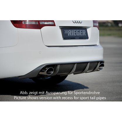 Rieger vložka zadního nárazníku pro Audi A6 4F avant, sedan po faceliftu, plast ABS s povrchovou úpravou Carbon-Look, pro orig. koncovky na obou stranách
