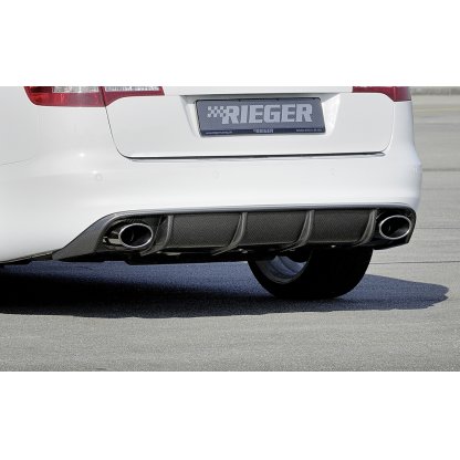 Rieger vložka zadního nárazníku pro Audi A6 4F avant, sedan po faceliftu, plast ABS s povrchovou úpravou Carbon-Look, pro sportovní koncovky na obou stranách 140x90 mm